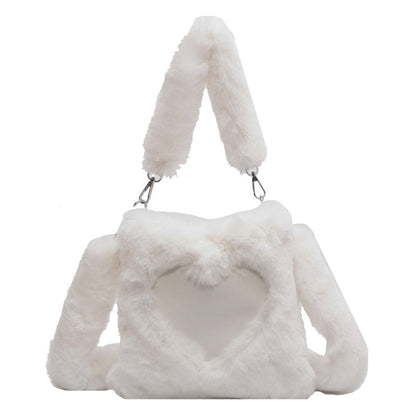 Sac à Main Doux Fourrure – Cœur Tendance