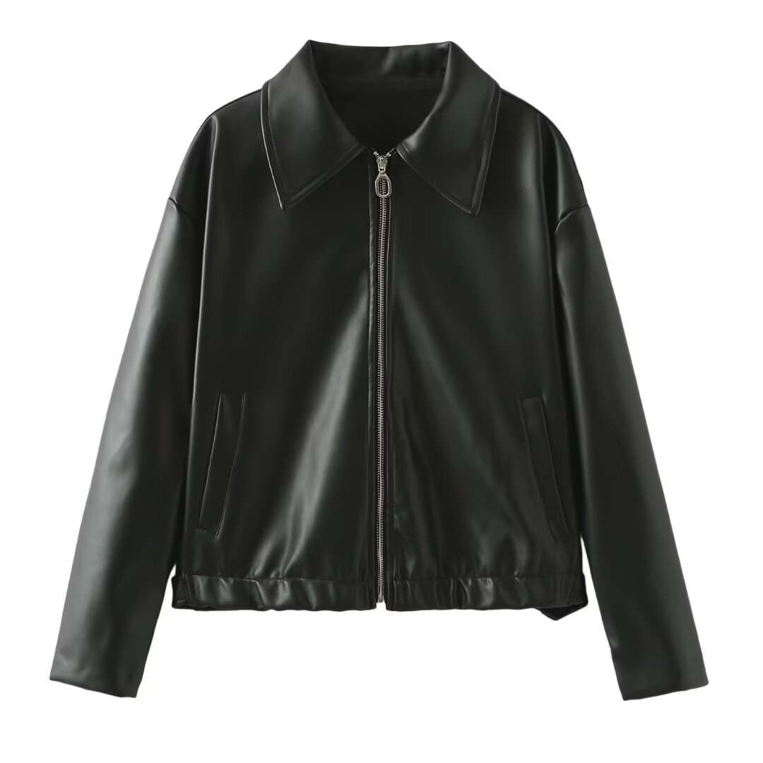 Veste Cuir Bordeaux Élégante