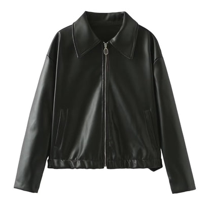 Veste Cuir Bordeaux Élégante